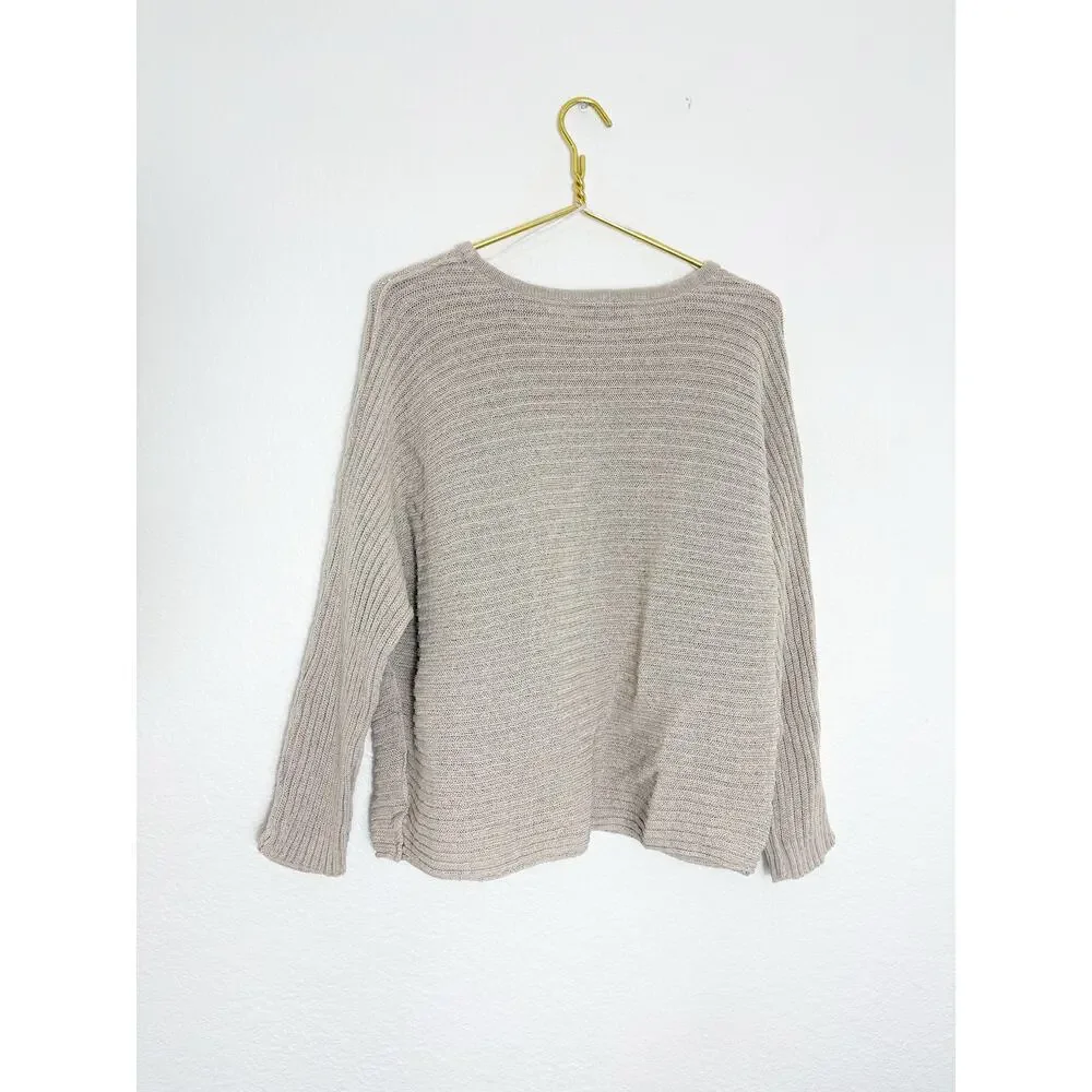 Free People Beach Imogene Sweater Size XS Tan Ribbed Oversized Open Knit